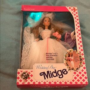 1990 Wedding Day Midge Bride Barbie Best Friend Sealed In Original Packaging
